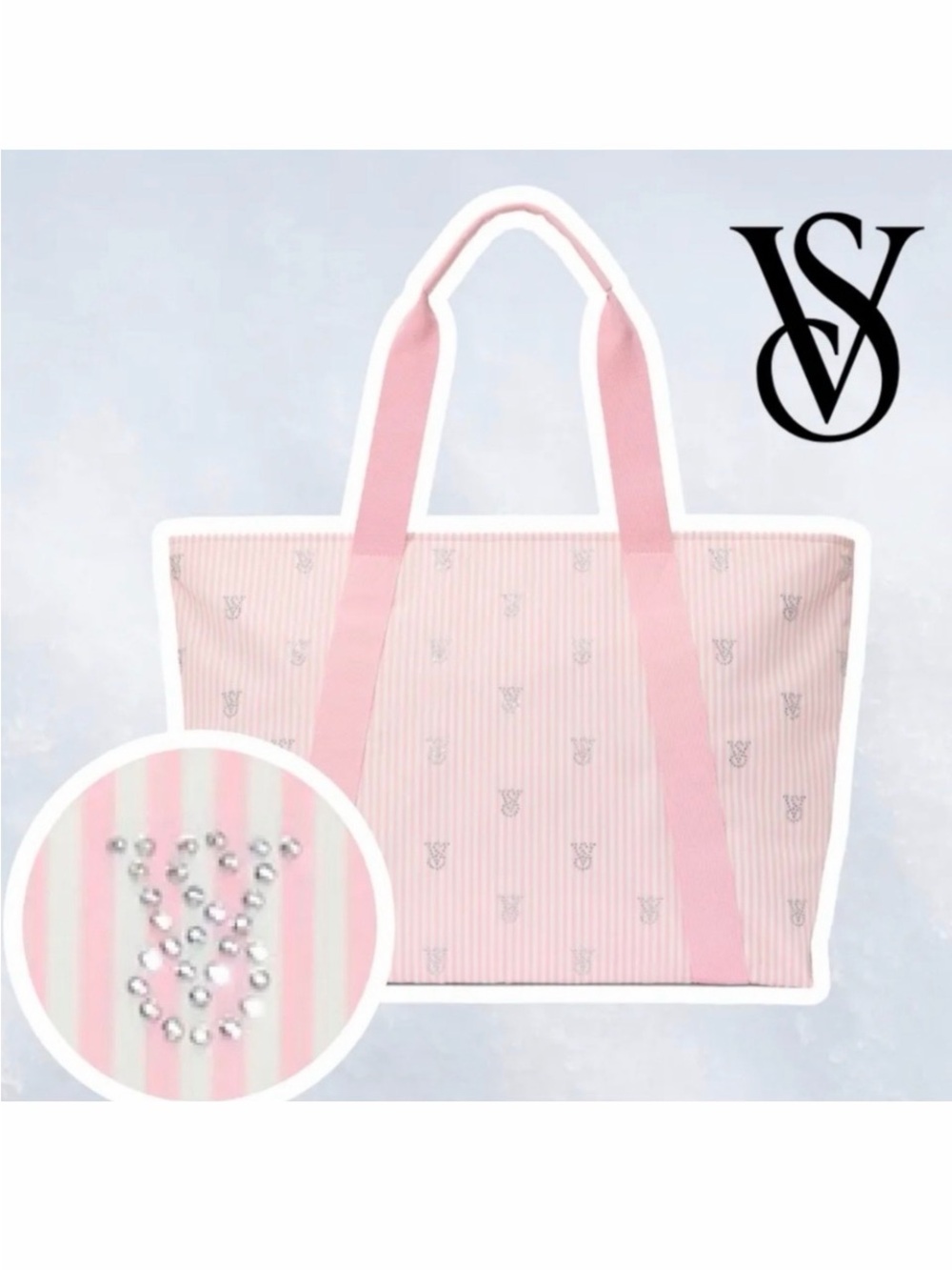 🔥🔥 Victoria's Secret Pink Rhinestone Logo Tote! 🔥🔥